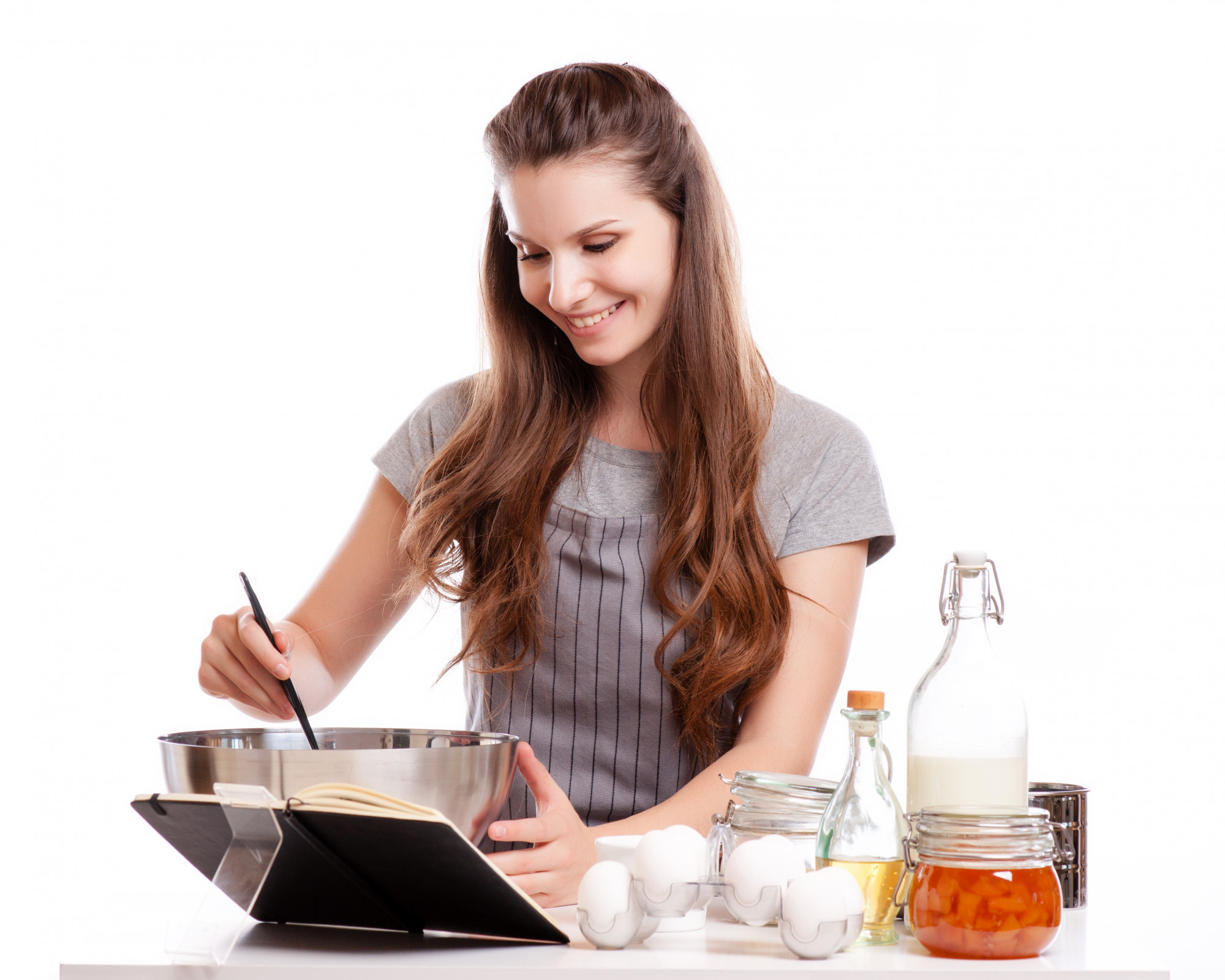 Woman cooking in a calm kitchen